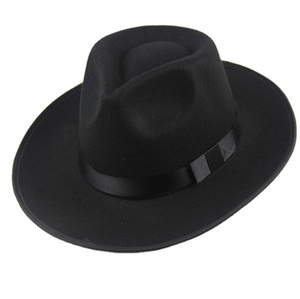 2022 kustom baru hitam merasa Fedora topi untuk pria musim gugur musim dingin pita mengikat Rim grosir untuk pesta dan bisnis pemandangan - Product Image 1
