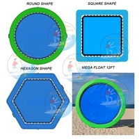 Hamac aquatique gonflable commercial rond en Drop Stitch : Flotteur de piscine convertible 4-en-1 avec filet pour complexes hôteliers, hôtels et plages