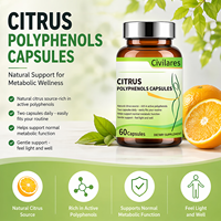 Complément de Polyphénols d'Agrumes Civilares, Mélange Herbal de Guarana, Gymnema, Curcuma, Poivre Noir, Vitamine B3 en Capsules pour Adultes, OEM