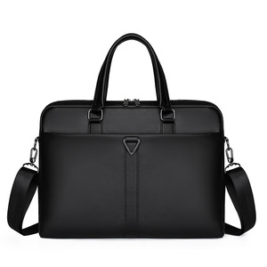 Maletín de hombro cruzado impermeable de PU de gran capacidad personalizado, maletín de negocios y ocio, bolsos de cuero para portátil para hombre, color marrón - Product Image 5