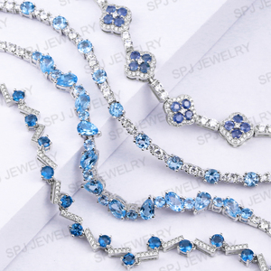Pulsera de tenis de zafiro azul natural para mujer, joyería de piedras preciosas de Plata de Ley 925, elegante regalo de piedra natal para ella - Product Image 5