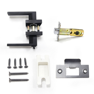 Entry <strong>Lever</strong> Door Handle and Single Cylinder Deadbolt Lock and Key Slim Square <strong>Locking</strong> <strong>Lever</strong> Handle Set - Product Image 4