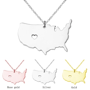 Collier pendentif <span class=keywords><strong>carte</strong></span> des <span class=keywords><strong>États</strong></span>-<span class=keywords><strong>Unis</strong></span> <span class=keywords><strong>d</strong></span>'<span class=keywords><strong>Amérique</strong></span> 3 couleurs Collier de l'État des <span class=keywords><strong>États</strong></span>-<span class=keywords><strong>Unis</strong></span> Accessoires de bijouterie - Product Image 1