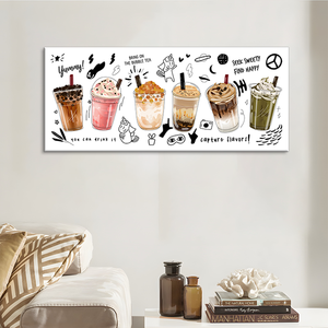 Cartoon <strong>Milk</strong> Tea Cup Canvas <strong>Poster</strong> Printing Canvas Painting Decorative Pictures for Office Living Room Home Decoration - Product Image 3