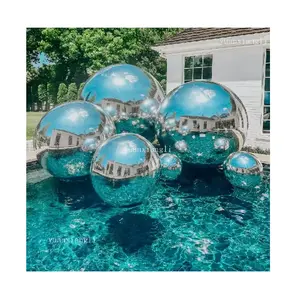 Laser Inflatable Mirror Ball Disco Wedding Stage Decoration Large Giant Inflatable Mirror Spheres In Sliver Red Iridescent Gold