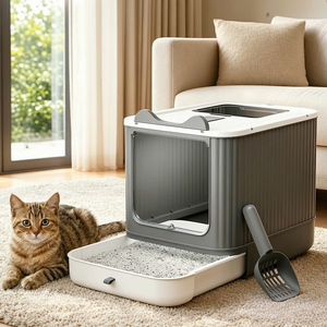 Poland Stock Foldable <b>Cat</b> <b>Litter</b> Box with Drawer Large Enclosed Pet Toilet Top Entry EU Dropshipping - Product Image 1