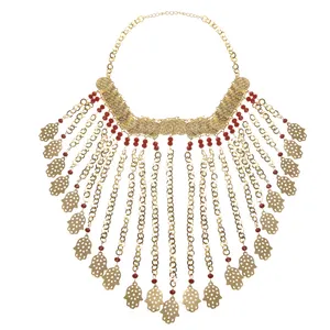 Traje étnico joyería de collar de cuentas de cadena de collar de oro colgante collar de gran tamaño Argelia joyería de la boda