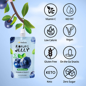 Hethstia Gelée de Konjac Naturelle Saine 5 Calories Végétalienne Sans Sucre Saveur Myrtille Fruitée Faible en Glucides 150ml Sachet Boisson - Product Image 2