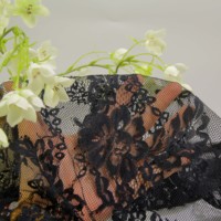 Kain Mewah YUGU Bordir Bunga Besar Hitam Berkualitas Tinggi dari Bahan Tulle Prancis Polyester/Nilon untuk Pernikahan