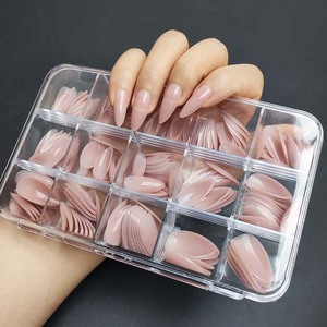 180 unids/caja ataúd almendra prediseño acrílico Gel uñas puntas fabricante Artificial Fingernai desnudo suave Gel Color uñas puntas - Product Image 1