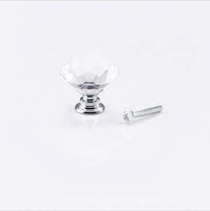 30MM Clear Crystal <b>Glass</b> <b>Door</b> <b>Knobs</b> with Screw Aluminum Alloy Furniture Handle for Kitchen Bedroom Dresser or Villa Use - Product Image 1