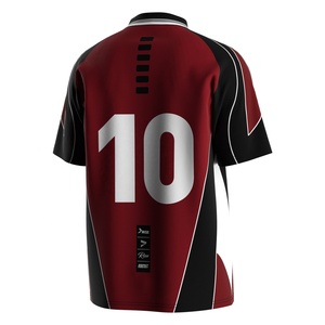 Maillot de football à séchage rapide avec col polo en V, confectionné en tissu respirant, idéal pour les matchs en stade et l'entraînement décontracté - Product Image 3