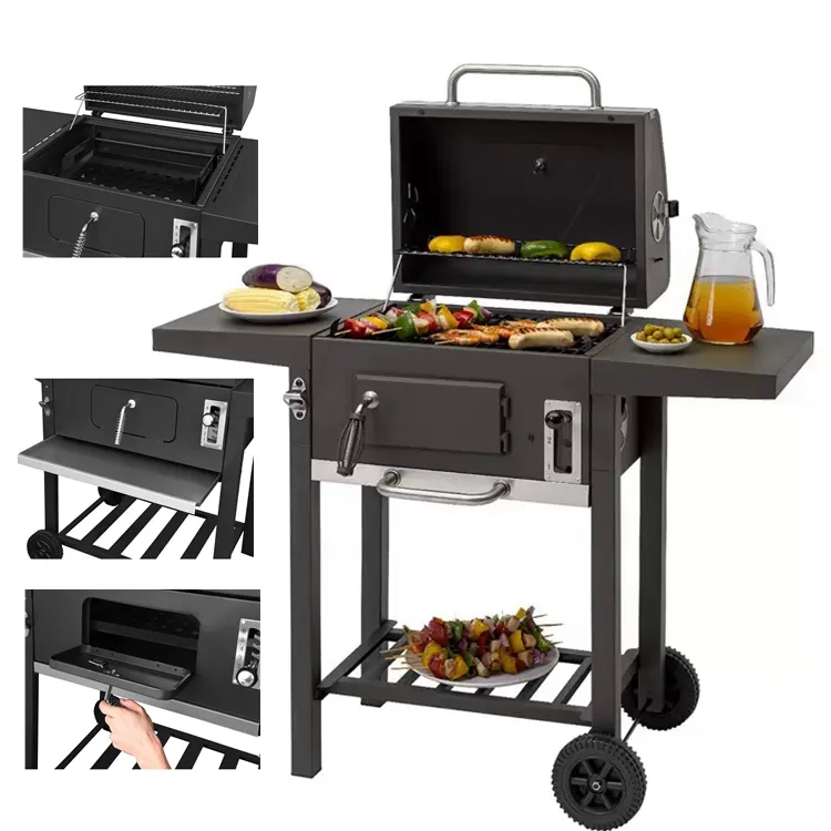 New Upgrade Outdoor Heavy duty Charcoal Barbecue Grill Outdoor trolley bbq Garden grill
