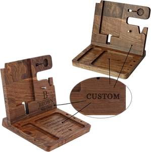 Деревянная Подарочная Деревянная док-станция для телефона держатель для ключей бумажник органайзер для часов стенд - Product Image 2