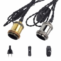 Accessoires pour ampoules Edison E26 E27, support de lampe en cuivre pour suspension avec câble en tissu coloré de 1 m, interrupteur et prise