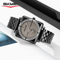 Montre pour homme en acier inoxydable, design carré, style élégant et minimaliste, cadran à petites secondes personnalisé, mouvement à quartz, étanche 3ATM