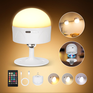 <span class=keywords><strong>Ampoule</strong></span> rechargeable avec télécommande 9W Dimmable 12 couleurs RGB E27 Alimentée par batterie Lumière de nuit magnétique pour le camping en cas d'urgence - Product Image 1