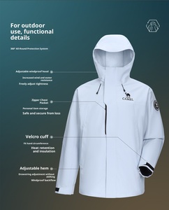 Lạc Đà Mùa Đông Unisex Cứng Vỏ Áo Khoác Không Thấm Nước Windproof Dây Kéo Lông Cừu Lót 100% <span class=keywords><strong>Polyester</strong></span> Ba-trong-một Phù Hợp Với Ngoài Trời - Product Image 6