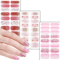 Nouvelles Bandes de Gel UV Non Toxiques SS26 Rose Bébé Dégradé Pailleté avec Nœud Papillon, Haute Flexibilité, Ajustement Parfait des Bords, Idéales pour l'Art des Ongles en Salon