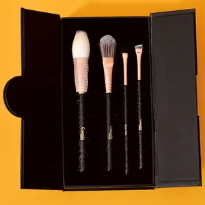 New Portable Durable Pink Beauty Tools 11pcs Makeup Brush Bag Rose Gold Nylon Makeup Brush Set