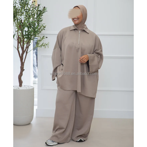 Custom Winter Co Ord busto tasche con cerniera modesto elegante Casual traspirante 2 pezzi maglione Set <span class=keywords><strong>abbigliamento</strong></span> islamico all'ingrosso - Product Image 4