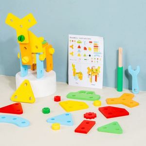 Safe Natural Wood Vehicle Blocks Diy Stem Wooden <b>Tool</b> Construction <b>Set</b> for <b>Kids</b> - Product Image 4
