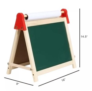 Montessori đồ chơi dễ dàng Playhouse Double Sided đen bảng đen có thể gập lại bảng gỗ hàng đầu trẻ em tẩy Bảng chữ cái giấy cuộn Giá vẽ - Product Image 3