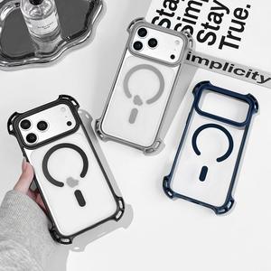 Étuis de téléphone simples à chargement sans fil, transparents, antichoc à quatre coins, en forme de drone en acrylique pour 11-17 Pro - Product Image 1