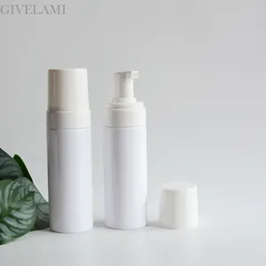 Sıcak satış 100ml-120ml köpük şişesi ile beyaz şişe beyaz pompa kafa köpük yüz yıkama şişesi temizleyici özel etiket özelleştirme