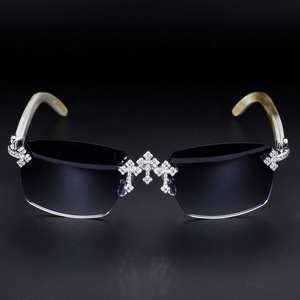 Gafas Xs Pass Tester Moissanite con diseño de triple puente cruzado, estilo 'Iced Out', de moda para hombre y mujer, joyería, regalo, venta al por mayor - Product Image 3