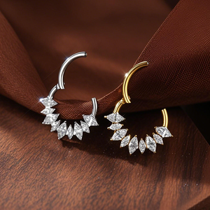 Ciondolo in titanio con zircone chiaro anello a segmento incernierato in PVD placcato naso <span class=keywords><strong>Septem</strong></span> anello per il corpo Piercing gioielli - Product Image 5