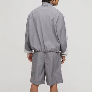 HEALY Premium Unisex Boxy Set <b>Zip</b>-<b>Up</b> Soft Shell Crinkle Nylon Track Jacket and Shorts Windbreaker Tracksuit for Outdoor - Product Image 3