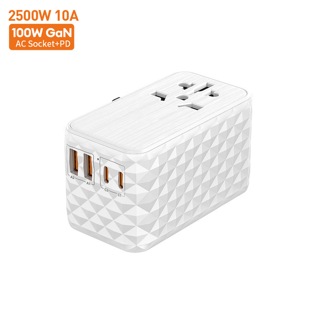 Vina Extension Cord USB 2500W Gan PD Wall Power Travel Adaptor Multi Plug Universal Travel Adapter 100W Type-C Travel Adapter