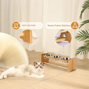 Bols surélevés <span class=keywords><strong>pour</strong></span> chiens et chats en PET, réglables, avec pieds antidérapants, design découpé en forme de patte, portables <span class=keywords><strong>pour</strong></span> voyage et usage intérieur (hauteur <span class=keywords><strong>4</strong></span>,7"-7") - Product Image 4