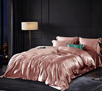 Charme Rose Soie Literie 4 Pièces Ensemble 100% Soie Couture Exquise Artisanat Texture Luxueuse Lustre Soyeux