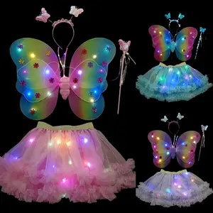 Costume de fête enfants LED papillon aile bébé fille robe de fée avec ailes de papillon