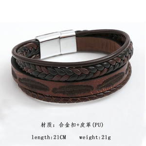2024 Cá Nhân Bện Vòng Đeo Tay Bằng Da Với Kim Loại Nam Châm Clasp Hợp Thời Trang Độc Đáo Da Lông Vòng Đeo Tay Cho Nam Giới - Product Image 5