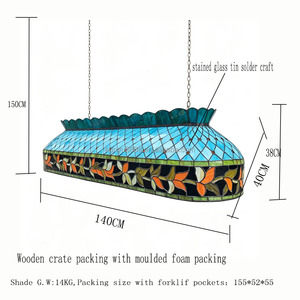 Lámpara Colgante de Vidrio Estilo Tiffany de 55 Pulgadas, Lámpara de Techo Lineal Europea para Mesa de Comedor Larga e Isla de Cocina - Product Image 5