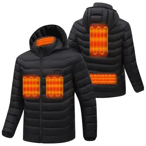 Размер США с увеличенной полнотой нагретой куртки зимние теплые USB Перезаряжаемый съемный аккумулятор водонепроницаемый мужская хлопковая куртка с подогревом
