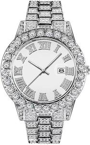Reloj de pulsera analógico de cuarzo para hombre con diamantes de imitación y cristales, estilo Iced-Out - Product Image 1