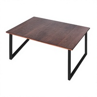 Bureau d'ordinateur convertible moderne en bois pliable avec étagère, structure en métal noir, table de travail pour bureau à domicile