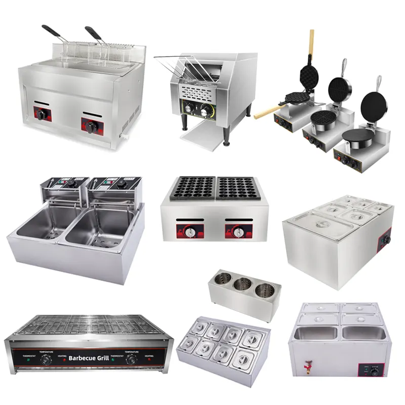 Ticari mutfak otel restoran mutfak ekipmanları fritöz/ızgara/Waffle/Takoyaki/konveyör tost gıda hizmeti endüstrisi için