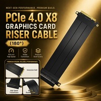Câble Riser PCIe 4.0 X8 Haute Vitesse 64 Gbit/s Blindé Flexible pour Extension GPU, Connecteur Droit à 180 Degrés, Montage Horizontal