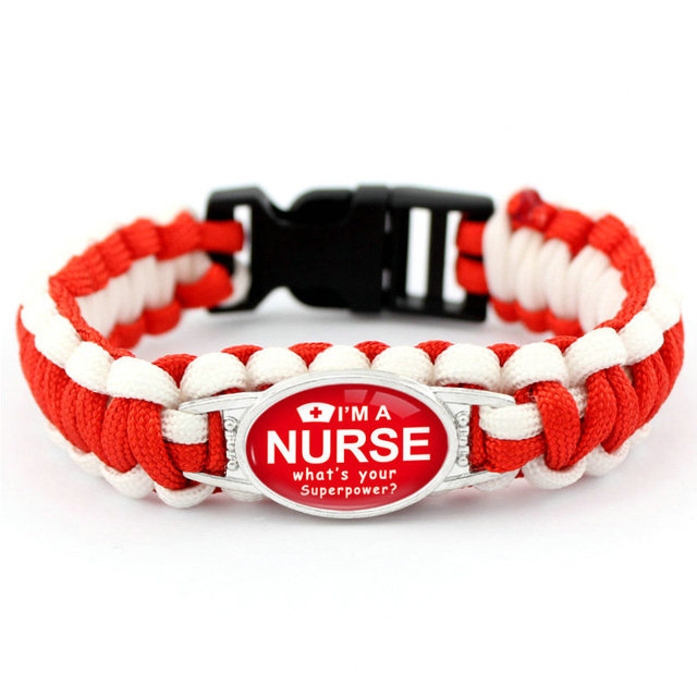 Custom Logo Nurse EMT Emergency Medical Braided Paracord Survival Bracelet