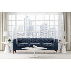 Woonkamer Sofa Combinatie Full-Grain Pure Aniline Italiaans Gelooid Lederen Sofa