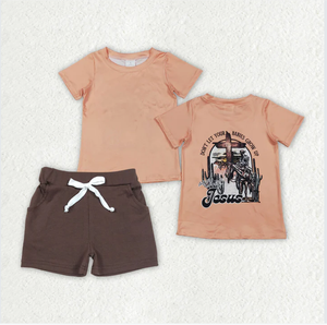 Conjunto de pantalones cortos para niños BSSO1936 Western Jesus Brown - Product Image 4
