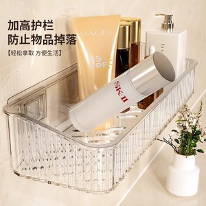 Étagère de rangement murale rectangulaire transparente, sans perçage, pour salle de bain - Product Image 2