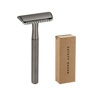 Maquinilla de afeitar de Metal con diseño clásico de <span class=keywords><strong>tres</strong></span> piezas, doble filo, cero residuos, húmeda, de seguridad - Product Image 6