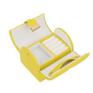 Оптовая Продажа с фабрики шкатулка для ювелирных изделий искусственная кожа розовый ящик для хранения ювелирных изделий емкость трехслойный ящик для хранения - Product Image 1