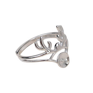 แหวนเงินแท้ S925 งานแฮนด์เมด Wenchi แบบปลายเปิด สำหรับ DIY ประดับมุก อุปกรณ์ตกแต่งรูปเขากวางแบบกลวง  อะไหล่เครื่องประดับ รหัส 17068 - Product Image 5